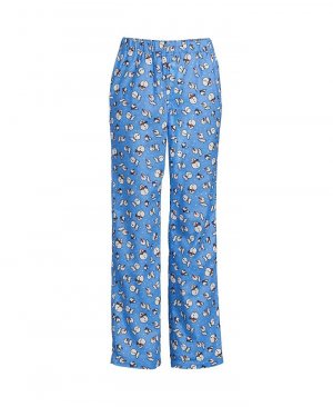 Женские фланелевые пижамные брюки с принтом Lands' End, цвет Chicory blue snowman Lands' End