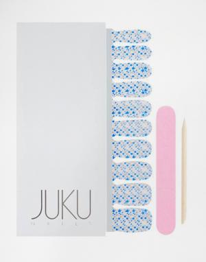 Накладные ногти с принтом конфетти Juku Nails. Цвет: синий