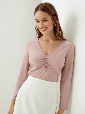 Блуза с драпировкой розовая Elis. Цвет: розовый