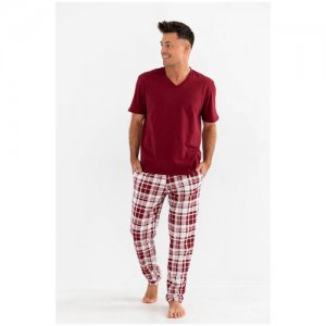 Пижама мужская SENSIS Raphael, лонгслив и брюки, бордовый (Размер: XXL). Цвет: красный