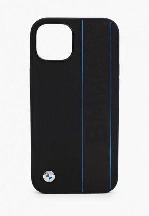 Чехол для iPhone BMW 13, Signature Genuine leather Blue lines Hard Black. Цвет: черный