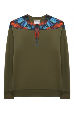 Хлопковый свитшот Marcelo Burlon Kids of Milan. Цвет: хаки