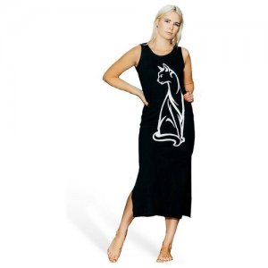 Туника женская большие размеры, домашняя одежда летняя пляжная, платье длинное хлопок, сарафан Sisiliya. Цвет: черный