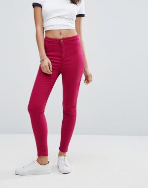 Яркие зауженные джинсы New Look. Цвет: розовый