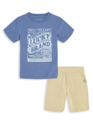 Комплект из двух предметов: футболка и шорты с рисунком для маленького мальчика , цвет Assorted Lucky Brand