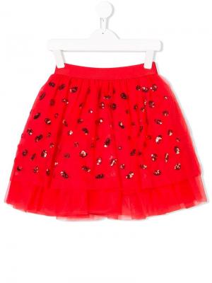Пышная юбка с пайетками Alberta Ferretti Kids. Цвет: красный