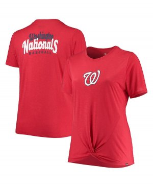 Женская красная футболка Washington Nationals больших размеров с узлом спереди 2 New Era, красный ERA