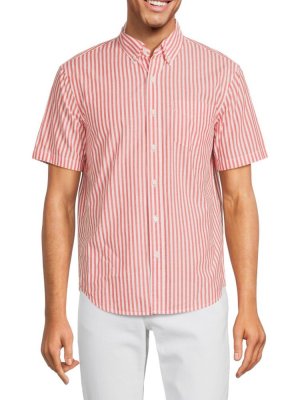 Полосатая оксфордская рубашка с коротким рукавом , цвет Bold Red Stripe Alex Mill
