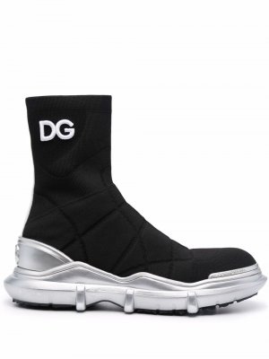 Ботинки с вышитым логотипом Dolce & Gabbana. Цвет: черный