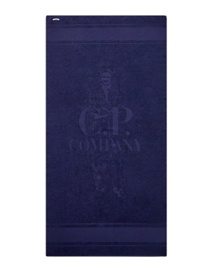 Хлопковое полотенце с однотонным узором British Sailor C.P.COMPANY. Цвет: синий