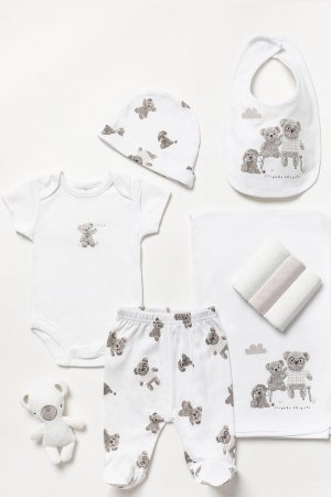 Хлопковый подарочный набор из 10 предметов с принтом кролика для ребенка , белый Rock a Bye Baby