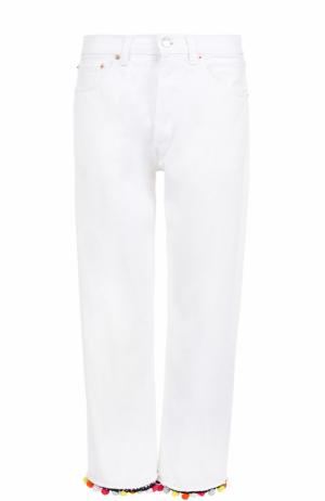 Укороченные джинсы с декоративной отделкой Forte Couture. Цвет: белый