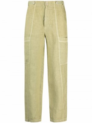 Укороченные брюки карго 120% Lino. Цвет: зеленый