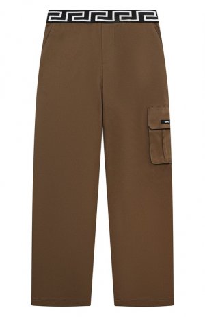 Хлопковые брюки Versace. Цвет: коричневый