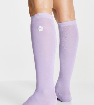 Сиреневые гольфы с вышивкой в виде цветов -Фиолетовый цвет ASOS DESIGN