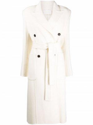 Двубортное пальто с заостренными лацканами Low Classic. Цвет: нейтральные цвета