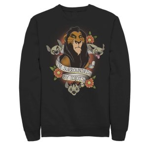 Мужской флисовый пуловер со шрамом «Король Лев» с гиенами в сопровождении идиотов , черный Disney