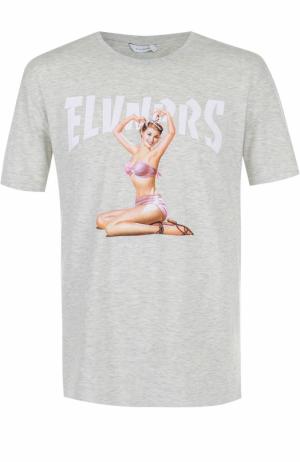Хлопковая футболка с принтом Elevenparis. Цвет: светло-серый