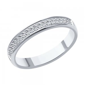 Обручальное кольцо из белого золота с бриллиантами SOKOLOV
