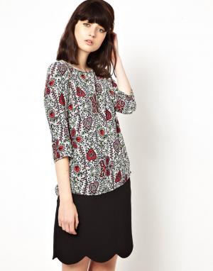 Блузка с принтом виноградная лоза Boutique by Jaeger. Цвет: многоцветный слоновая кость