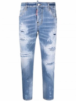 Укороченные джинсы с прорезями Dsquared2. Цвет: синий