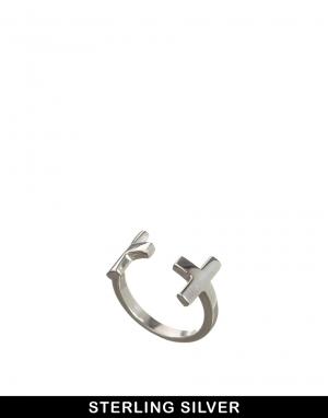 Серебряное кольцо с двумя крестиками Fashionology. Цвет: серебряный