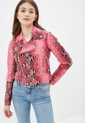 Куртка кожаная Guess Jeans. Цвет: розовый