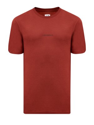 Хлопковая футболка из джерси с минималистичным принтом C.P.COMPANY. Цвет: красный