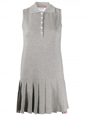 Теннисное платье из ткани пике без рукавов Thom Browne. Цвет: 055 light grey