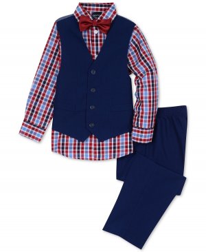 Маленькие мальчики 4 шт. Комплект из рубашки, жилета, брюк и галстука-бабочки в клетку Nautica