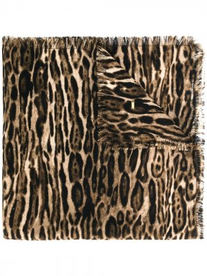 Платок с леопардовым принтом Saint Laurent. Цвет: коричневый