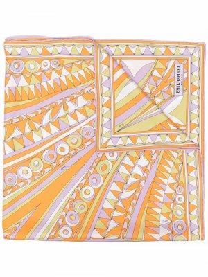 Шелковый платок с принтом Bandierine Emilio Pucci. Цвет: оранжевый
