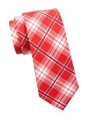 Шелковый галстук в клетку , цвет Red White Brioni