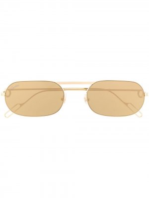 Солнцезащитные очки в овальной оправе Cartier Eyewear. Цвет: золотистый