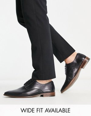 Черные кожаные туфли дерби на шнуровке ASOS DESIGN