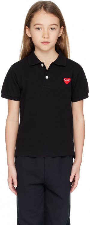 Детская рубашка-поло с нашивкой в виде сердца Comme Des Garcons, цвет Black Garçons