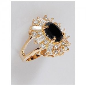 Кольцо помолвочное , фианит, размер 18, черный Lotus Jewelry. Цвет: черный