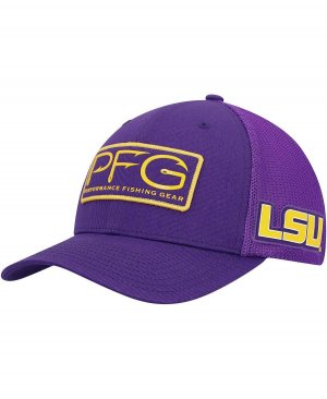 Мужская фиолетовая шляпа LSU Tigers PFG Hooks Flex Hat Columbia