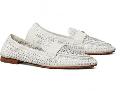 Лоферы Woven Ballet Loafer, цвет Purity/Silver Tory Burch