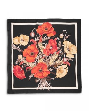 Шелковый шарф с принтом «Маки» , цвет Black Ferragamo