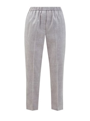 Укороченные брюки из шерсти Estrato и льна с цепочками PESERICO. Цвет: серый