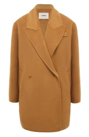 Пальто из шерсти и шелка AERON. Цвет: бежевый