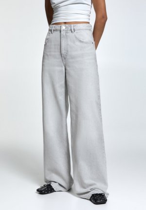 Расклешенные джинсы MID-RISE WIDE PULL&BEAR, цвет grey Pull&Bear