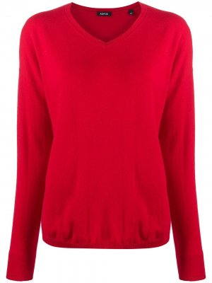 Трикотажный пуловер с V-образным вырезом Aspesi. Цвет: красный