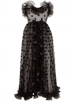 Платье в горох с оборками Giambattista Valli. Цвет: черный
