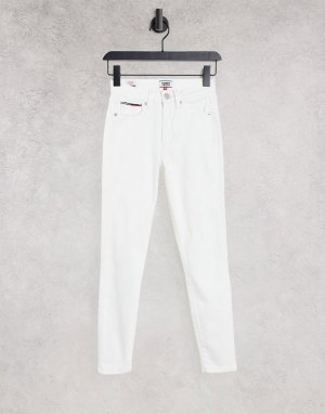 Белые зауженные джинсы с завышенной талией Sylvia-Белый Tommy Jeans