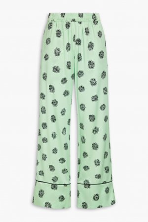 Широкие брюки Naeva из эластичного атласа с цветочным принтом Baum Und Pferdgarten, светло-зеленый Pferdgarten