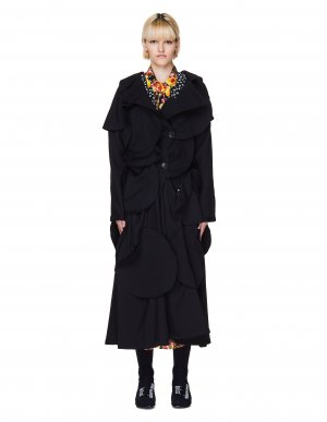 Шерстяное пальто с объемными кругами Yohji Yamamoto