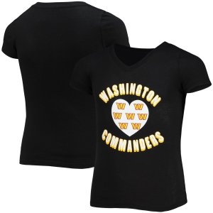 Черная футболка с v-образным вырезом для девочек и молодежи New Era Washington Commanders