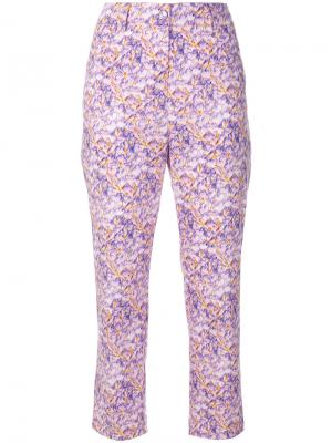 Укороченные брюки с цветочным принтом Blumarine. Цвет: розовый